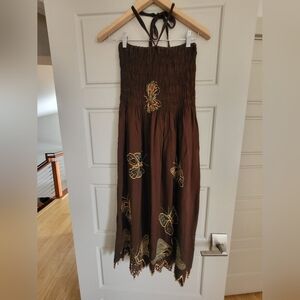 Versatile Boho Sundress, Embroidered Eyelet Butterflies, Size Medium